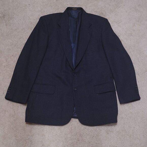 Oscar de la Renta Blazer Men 44L Blue Plaid Wool Sportscoat Jacket - Picture 5 of 16